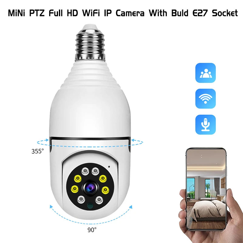 360° WiFi Smart Bulb Security Camera - 1080P HD, Night Vision & Auto Tracking