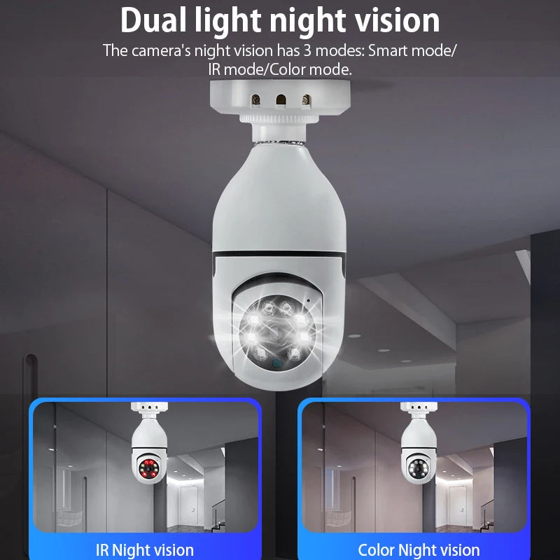 360° WiFi Smart Bulb Security Camera - 1080P HD, Night Vision & Auto Tracking
