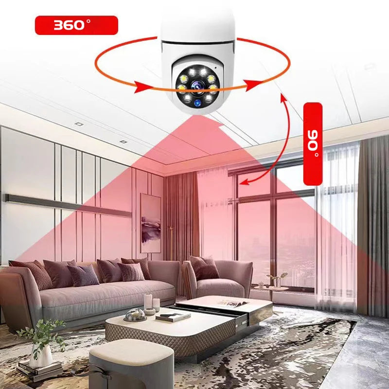 360° WiFi Smart Bulb Security Camera - 1080P HD, Night Vision & Auto Tracking