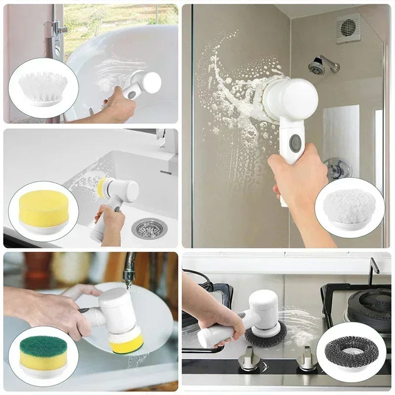 ✨ Cepillo Eléctrico Giratorio 5 en 1 - Limpieza Profunda Sin Esfuerzo