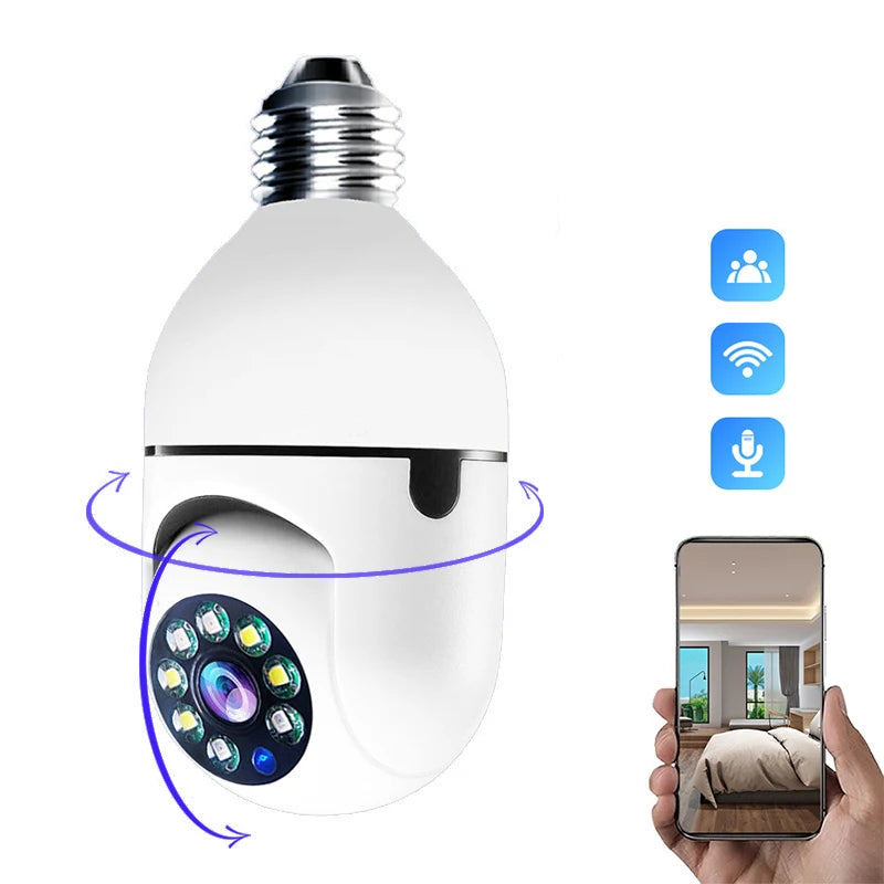 360° WiFi Smart Bulb Security Camera - 1080P HD, Night Vision & Auto Tracking